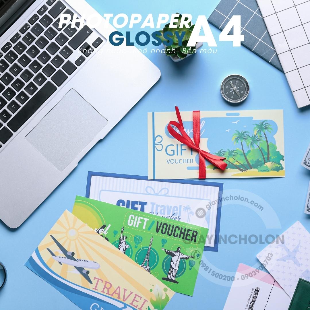 Bề mặt in trắng, trơn bóng tương đối kháng nước, phủ thuốc thẩm thấu mực nhanh giúp ảnh sắc nét