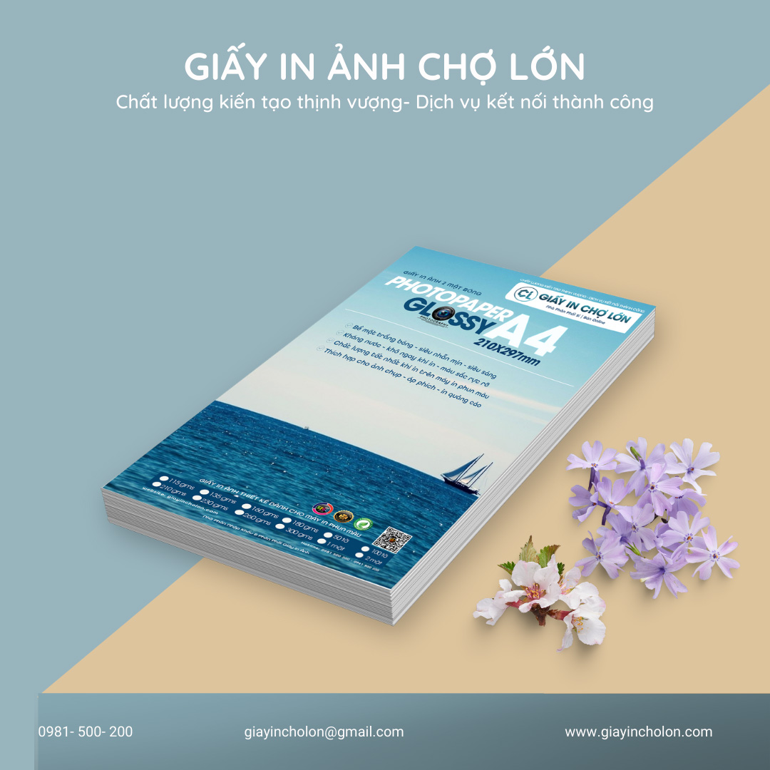 Bề mặt in trắng, trơn bóng tương đối kháng nước, phủ thuốc thẩm thấu mực nhanh giúp ảnh sắc nét